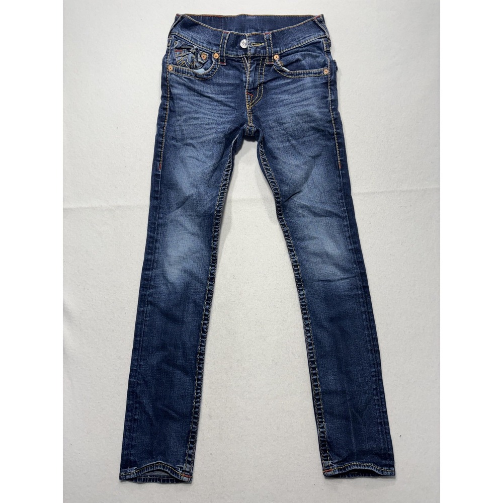 True Religion Section Slim Jeans Mens 28x29 Blue Straight Stretch Denim CAM07414